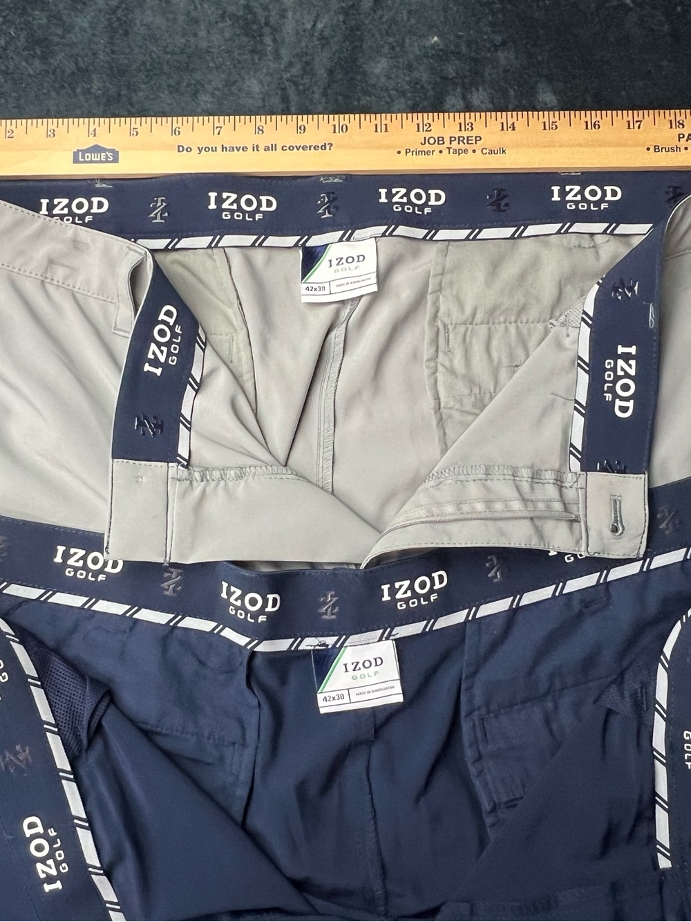 Izod Two-Tone Golf Pants in Navy and Light Gray
Two golf pants for $30